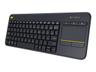 Logitech K400 Plus Ergonomic Wireless Touch - Tangentbord - Nordisk - Svart