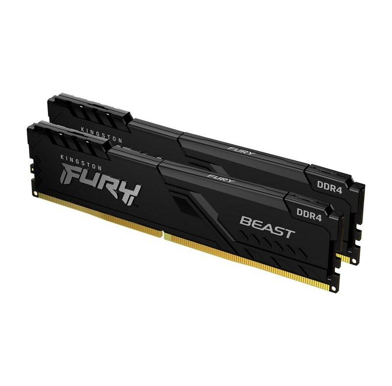 Kingston FURY Beast - DDR4 - sats - 32 GB: 2 x 16 GB - DIMM 288-pin - 1600 MHz / PC4-25600 - CL16 - 1.35 V - ej buffrad - icke ECC - svart