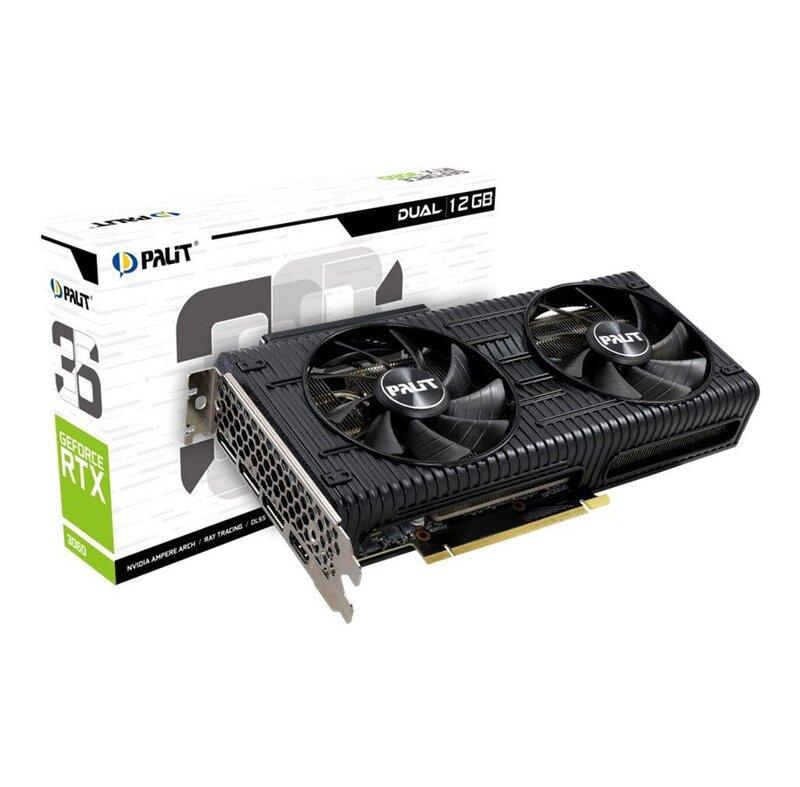 Palit GeForce RTX 3060 Dual - Grafikkort - GF RTX 3060 - 12 GB GDDR6 - PCIe 4.0 - HDMI, 3 x DisplayPort - LHR