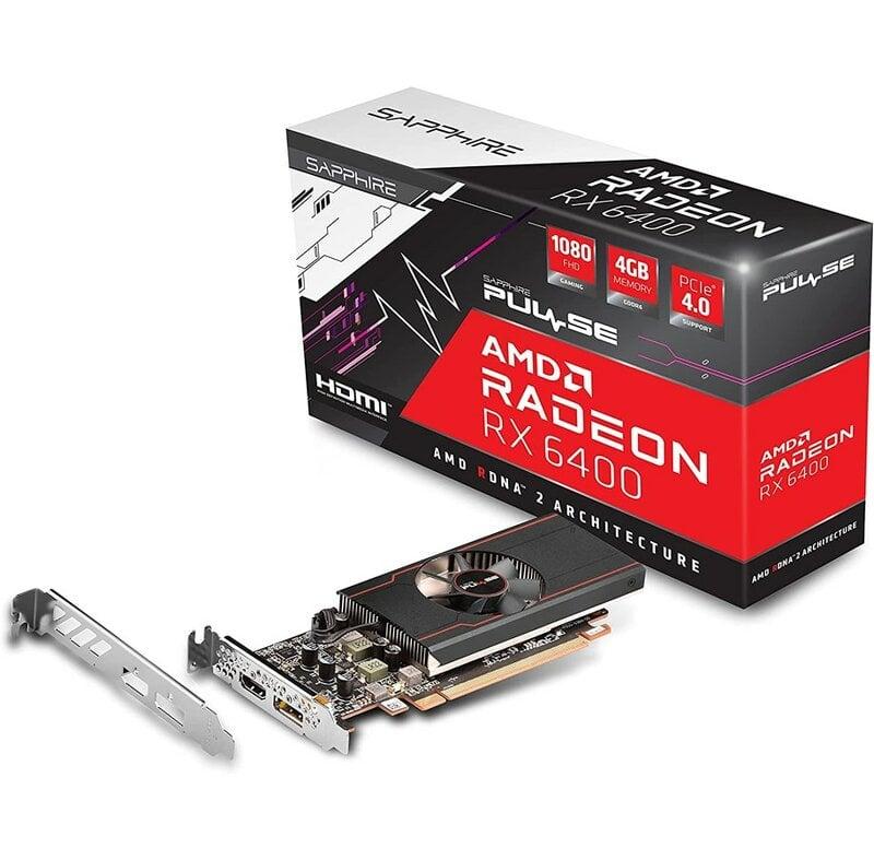 Sapphire Pulse Radeon RX 6400 - Grafikkort - Radeon RX 6400 - 4 GB GDDR6 - PCIe 4.0 låg profil - HDMI, DisplayPort - lätt detaljhandel