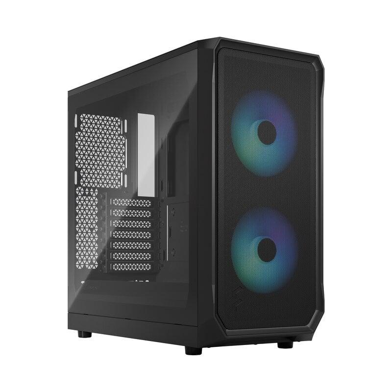 Fractal Design Focus 2 RGB - Tower - ATX - genomskinlig sidopanel (härdat glas) - ingen strömförsörjning (ATX) - svart TG genomskinlig ton - USB/ljud