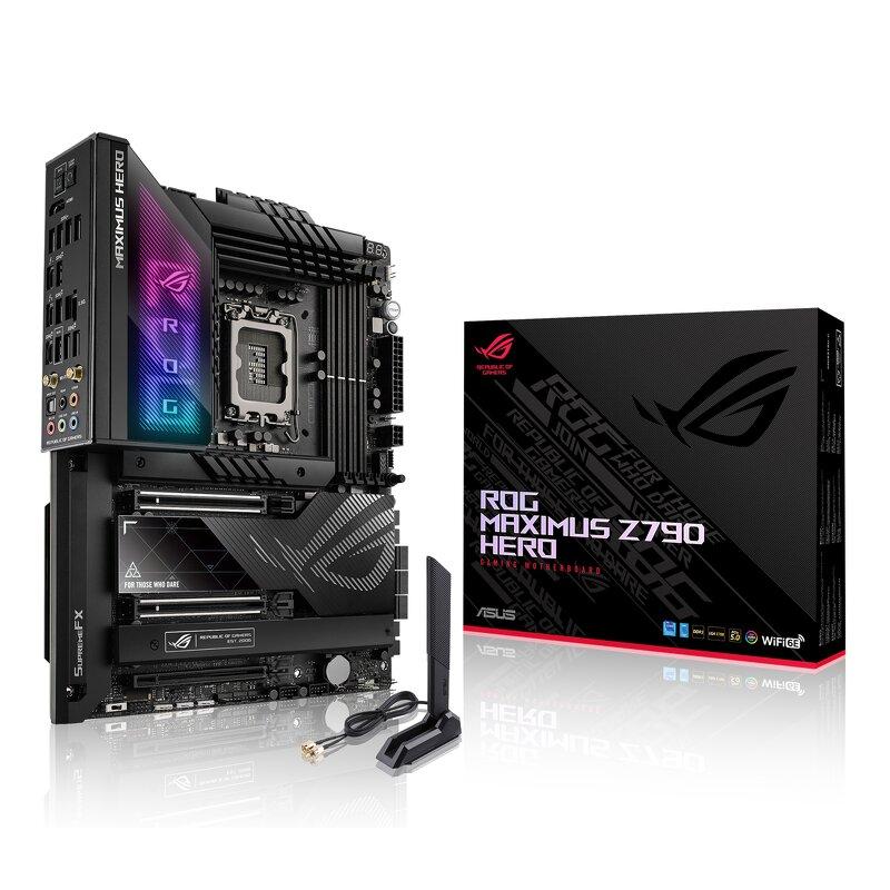 ASUS ROG Maximus Z790 Hero - Moderkort - ATX - LGA1700-uttag - Z790 Chipuppsättning - USB-C 3.2 Gen 2x2, USB-C 3.2 Gen 1, USB 3.2 Gen 1, USB 3.2 Gen 2, USB4 - 2.5 Gigabit LAN, Wi-Fi 6, Bluetooth - inbyggda grafiken (CPU krävs) - HD-ljud (8 kanaler)