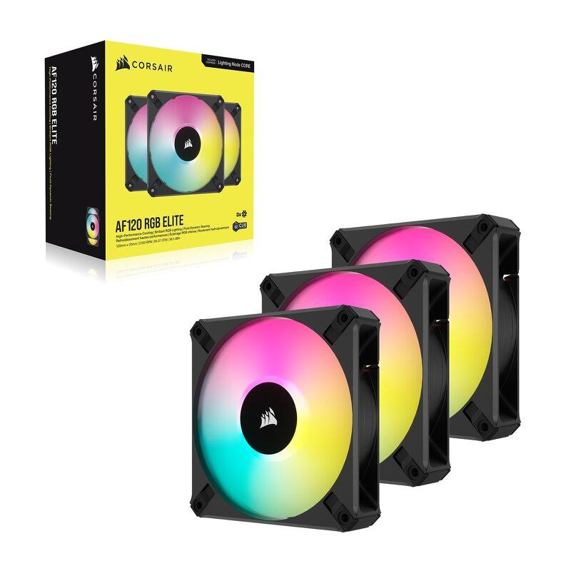 Corsair iCUE AF120 RGB Elite / iCUE-RGB / PWM / 120mm / 3-pack / Startkit - Svart