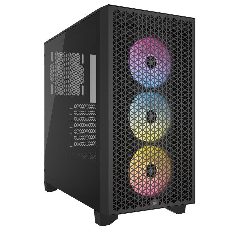 CORSAIR 3000D RGB AIRFLOW - Mid tower - utökad ATX - genomskinlig sidopanel (härdat glas) - ingen strömförsörjning (ATX) - svart - USB/ljud