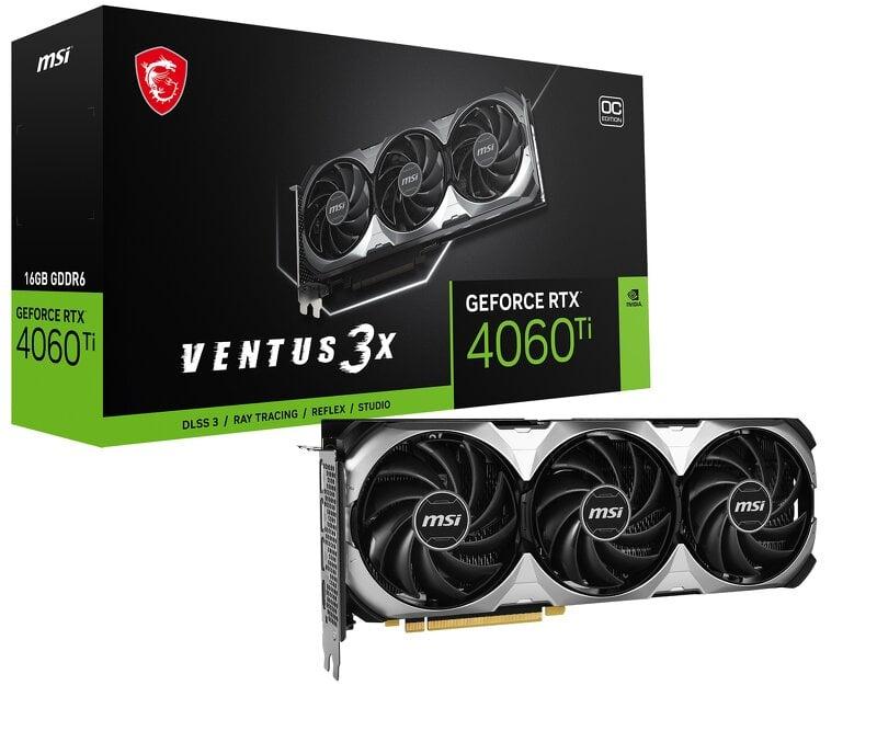 MSI GeForce RTX 4060 Ti VENTUS 3X 16G OC - Grafikkort - GeForce RTX 4060 Ti - 16 GB GDDR6 - PCIe 4.0 x16 - HDMI, 3 x DisplayPort