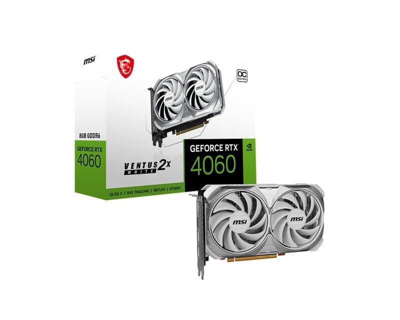 MSI GeForce RTX 4060 VENTUS 2X WHITE 8G OC - Grafikkort - GeForce RTX 4060 - 8 GB GDDR6 - PCIe 4.0 x8 - HDMI, DisplayPort - vit