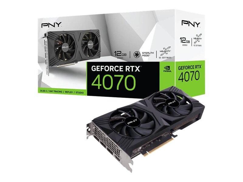 PNY GeForce RTX 4070 12GB - VERTO Dual Fan Edition - grafikkort - GeForce RTX 4070 - 12 GB GDDR6X - PCIe 4.0 x16 - 3 x DisplayPort, HDMI