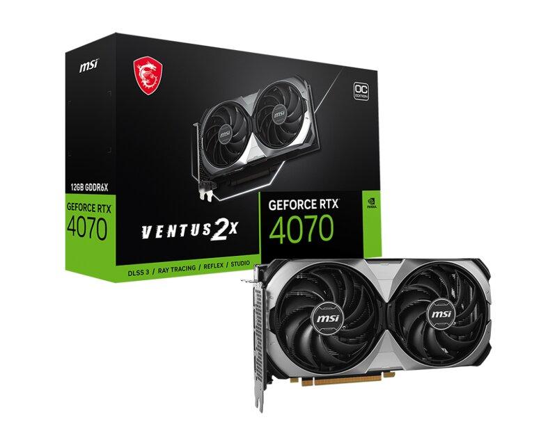 MSI GeForce RTX 4070 VENTUS 2X E 12G OC - Grafikkort - GeForce RTX 4070 - 12 GB GDDR6X - PCIe 4.0 - 3 x DisplayPort, HDMI