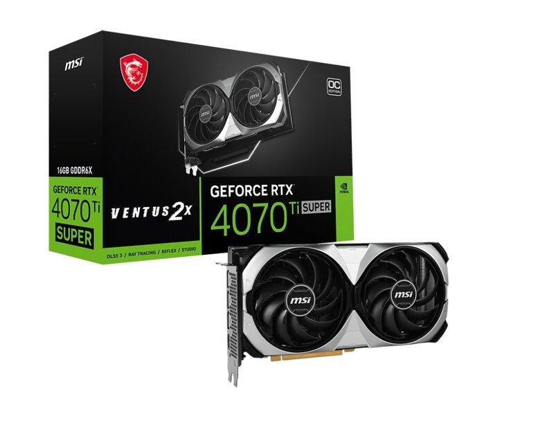 MSI GeForce RTX 4070 Ti SUPER 16G VENTUS 2X OC - Grafikkort - GeForce RTX 4070 Ti Super - 16 GB GDDR6X - PCIe 4.0 - HDMI, 3 x DisplayPort