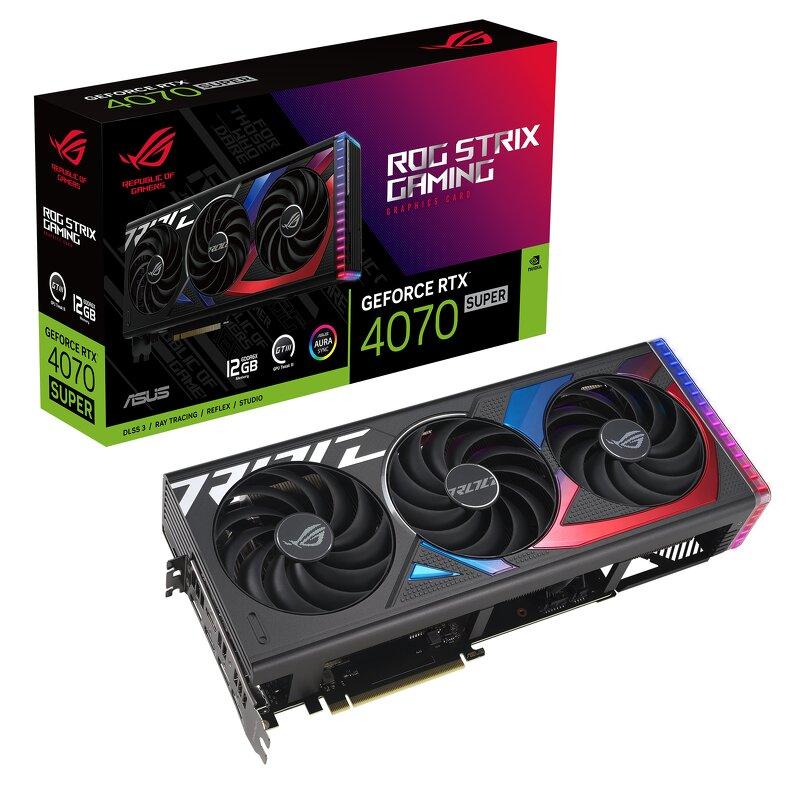 ASUS ROG Strix GeForce RTX 4070 SUPER 12GB - Grafikkort - GeForce RTX 4070 Super - 12 GB GDDR6X - PCIe 4.0 - 2 x HDMI, 3 x DisplayPort - svart - låda