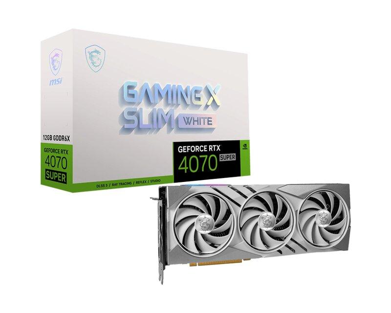 MSI GeForce RTX 4070 SUPER 12G GAMING X SLIM WHITE - Grafikkort - GeForce RTX 4070 Super - 12 GB GDDR6X - PCIe 4.0 - HDMI, 3 x DisplayPort - vit