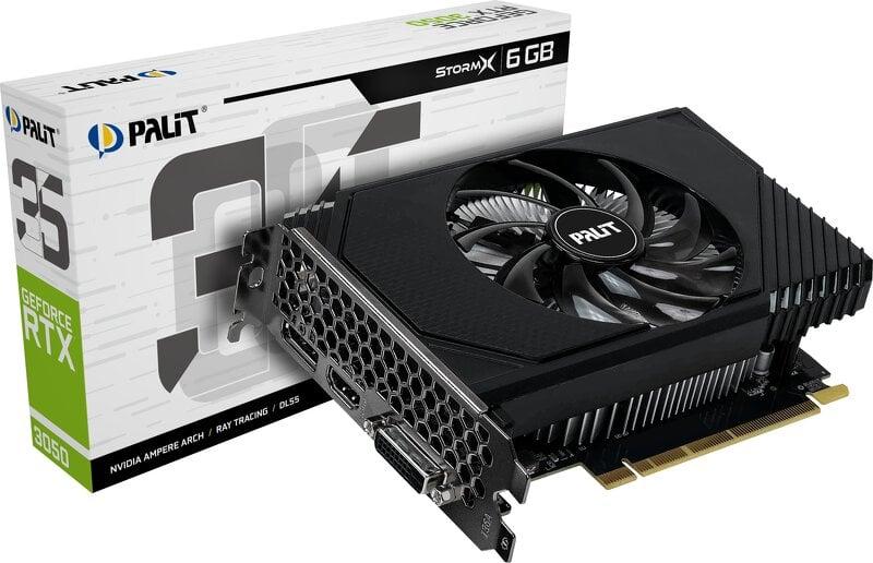 Palit GeForce RTX 3050 StormX 6GB - Grafikkort - GF RTX 3050 - 6 GB GDDR6 - PCIe 4.0 - HDMI, DisplayPort, DVI - låda