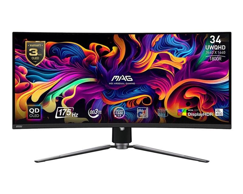 MSI MAG 341CQP QD-OLED Curved / 34" / OLED / 3440x1440 / 175 Hz / 2xHDMI,DP,USB-C / Adaptive-Sync /