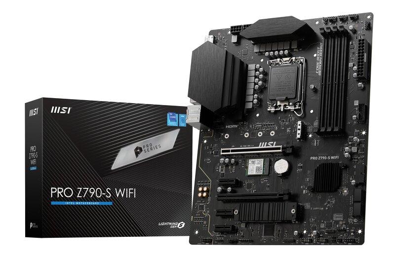 MSI PRO Z790-S Wifi - Moderkort - ATX - LGA1700-uttag - Z790 Chipuppsättning - USB 3.2 Gen 1, USB-C 3.2 Gen 2x2 - 2.5 Gigabit LAN, Bluetooth, Wi-Fi - inbyggda grafiken (CPU krävs) - HD-ljud (8 kanaler)