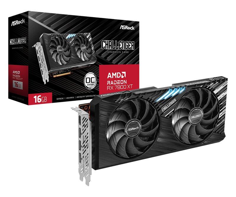 ASRock Challenger Radeon RX 7800 XT 16GB OC - Grafikkort - Radeon RX 7800 XT - 16 GB GDDR6 - PCIe 4.0 x16 - 3 x DisplayPort, HDMI - låda