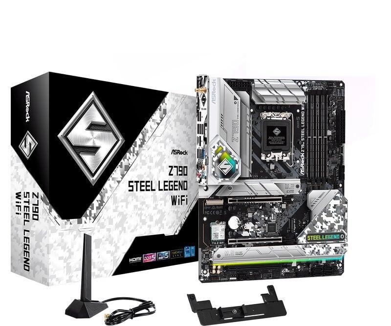 ASRock Z790 Steel Legend WiFi - Moderkort - ATX - LGA1700-uttag - Z790 Chipuppsättning - USB-C 3.2 Gen 2x2, USB-C 3.2 Gen2, USB 3.2 Gen 2, USB 3.2 Gen 1 - 2.5 Gigabit LAN, Wi-Fi 6E, Bluetooth - inbyggda grafiken (CPU krävs) - HD-ljud (8 kanaler)