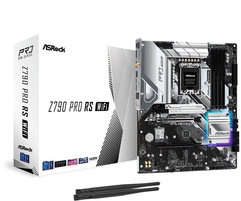 ASRock Z790 Pro RS WiFi - Moderkort - ATX - LGA1700-uttag - Z790 Chipuppsättning - USB-C 3.2 Gen 2x2, USB-C 3.2 Gen2, USB 3.2 Gen 2, USB 3.2 Gen 1 - 2.5 Gigabit LAN, Wi-Fi 6E, Bluetooth - inbyggda grafiken (CPU krävs) - HD-ljud (8 kanaler)