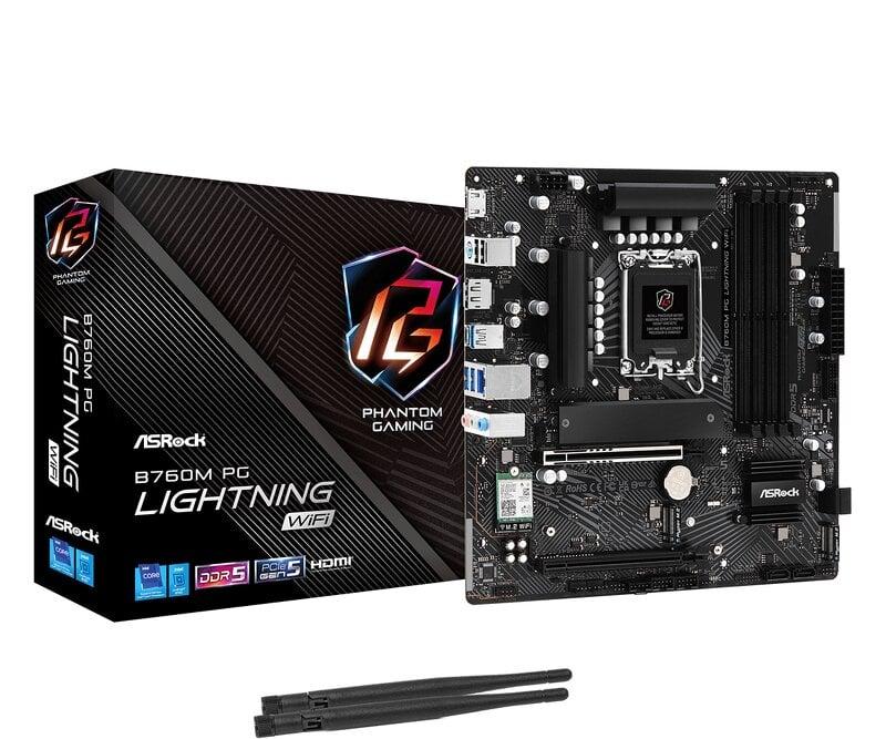 ASRock B760M PG LIGHTNING WIFI - Moderkort - micro ATX - LGA1700-uttag - B760 Chipuppsättning - USB-C 3.2 Gen 1, USB 3.2 Gen 1 - 2.5 Gigabit LAN, Wi-Fi, Bluetooth - inbyggda grafiken (CPU krävs) - HD-ljud (8 kanaler)