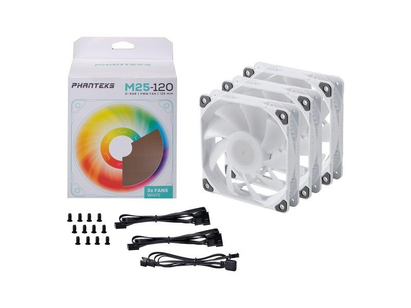 Phanteks M25 / PWM / 120mm / DRGB / 3-pack - Vit