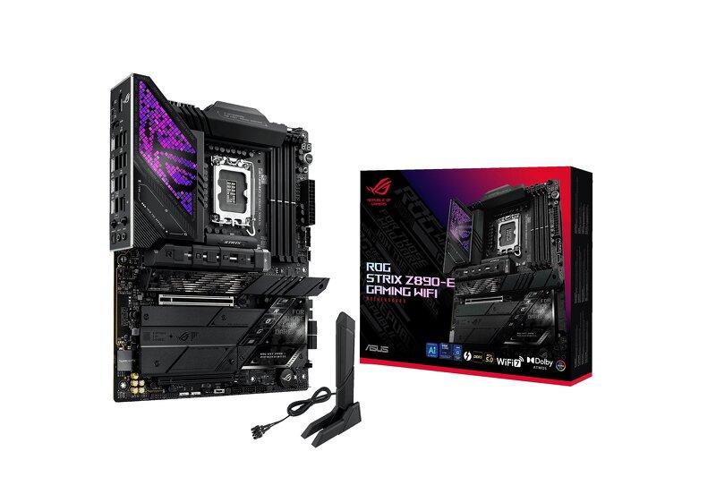 ASUS ROG STRIX Z890-E GAMING WIFI - Moderkort - ATX - LGA1851-uttag - Z890 Chipuppsättning - USB-C 3.2 Gen 2x2, USB 3.2 Gen 1, USB 3.2 Gen 2, USB-C 3.2 Gen2, USB4 - 5 Gigabit Ethernet, Wi-Fi 7, Bluetooth - inbyggda grafiken (CPU krävs) - HD-ljud (8 kanale