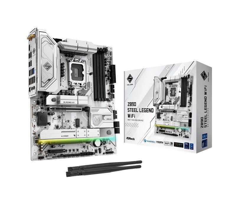 ASRock Z890 STEEL LEGENd WiFi - Moderkort - ATX - LGA1851-uttag - Z890 Chipuppsättning - USB4, USB-C 3.2 Gen 2x2, USB 3.2 Gen 2, USB 3.2 Gen 1 - 2.5 Gigabit LAN, Wi-Fi 7, Bluetooth - inbyggda grafiken (CPU krävs) - HD-ljud (8 kanaler)