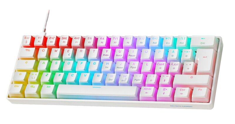 Deltaco gaming Mechanical 60% Keyboard / Pudding Keycaps / Hot swap / RGB - Vit