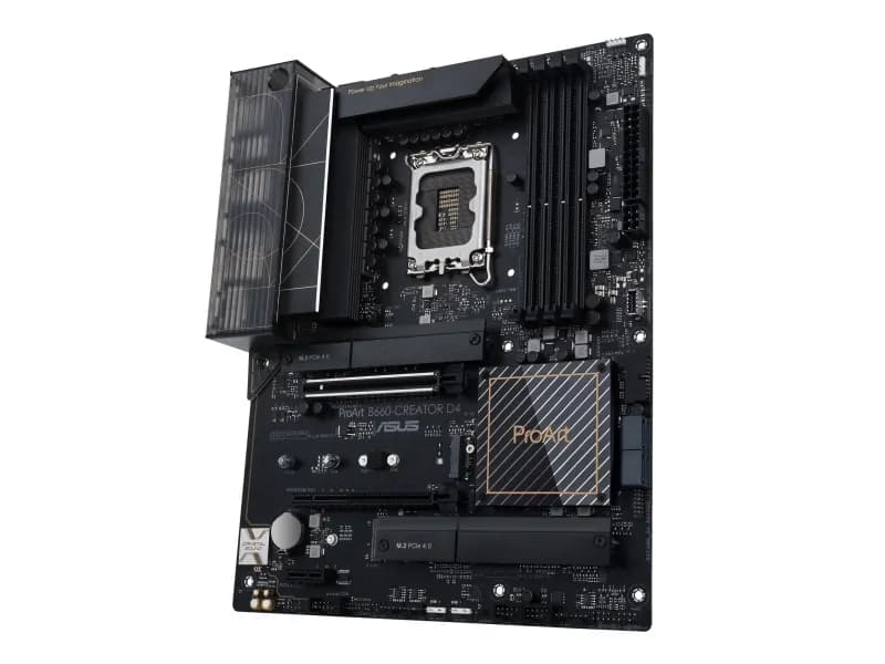 ASUS ProArt B660-CREATOR D4 - Moderkort - ATX - LGA1700-uttag - B660 Chipuppsättning - USB-C Gen2, USB 3.2 Gen 1, USB-C Gen 2x2 - Gigabit LAN, 2.5 Gigabit LAN - inbyggda grafiken (CPU krävs) - HD-ljud (8 kanaler)