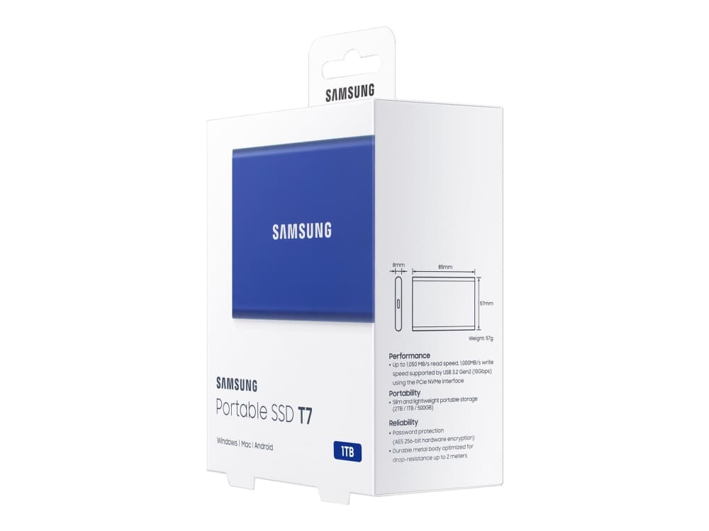 Samsung Portable SSD T7 - 1TB - Blå - Extern SSD - USB 3.2 Gen 2