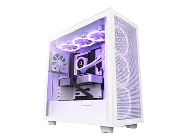NZXT H7 Flow - Miditower - ATX - Härdat glas - Ingen strömförsörjning - Vit - USB / Ljud