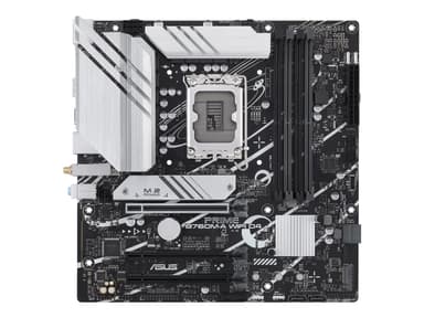 ASUS PRIME B760M-A WIFI D4 - Moderkort - micro ATX - LGA1700-uttag - B760 Chipuppsättning - USB 3.2 Gen 2, USB 3.2 Gen 1, USB-C 3.2 Gen 1 - 2.5 Gigabit LAN, Wi-Fi 6, Bluetooth - inbyggda grafiken (CPU krävs) - HD-ljud (8 kanaler)
