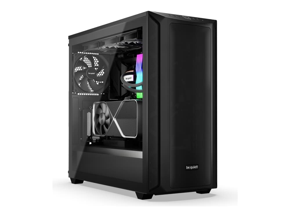 be quiet! -  SHADOW BASE 800 - Midi-torn - utökad ATX - genomskinlig sidopanel (härdat glas) - ingen strömförsörjning (ATX / PS/2) - svart - USB/ljud