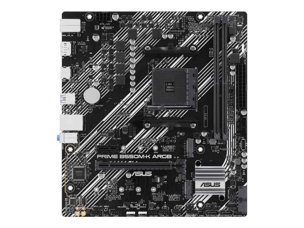 ASUS PRIME B550M-K ARGB - Moderkort - micro ATX - Socket AM4 - AMD B550 Chipuppsättning - USB 3.2 Gen 1 - Gigabit LAN - inbyggda grafiken (CPU krävs) - HD-ljud (8 kanaler)