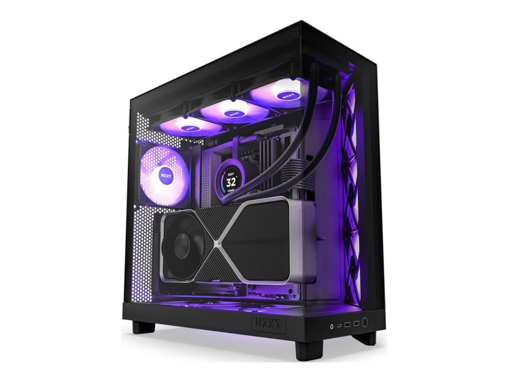 NZXT H series H6 Flow RGB - Mid tower - ATX - genomskinlig sidopanel (härdat glas) - ingen strömförsörjning - mattsvart - USB/ljud
