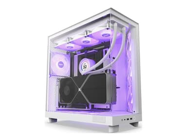 NZXT H series H6 Flow RGB - Mid tower - ATX - genomskinlig sidopanel (härdat glas) - ingen strömförsörjning - matt vit - USB/ljud