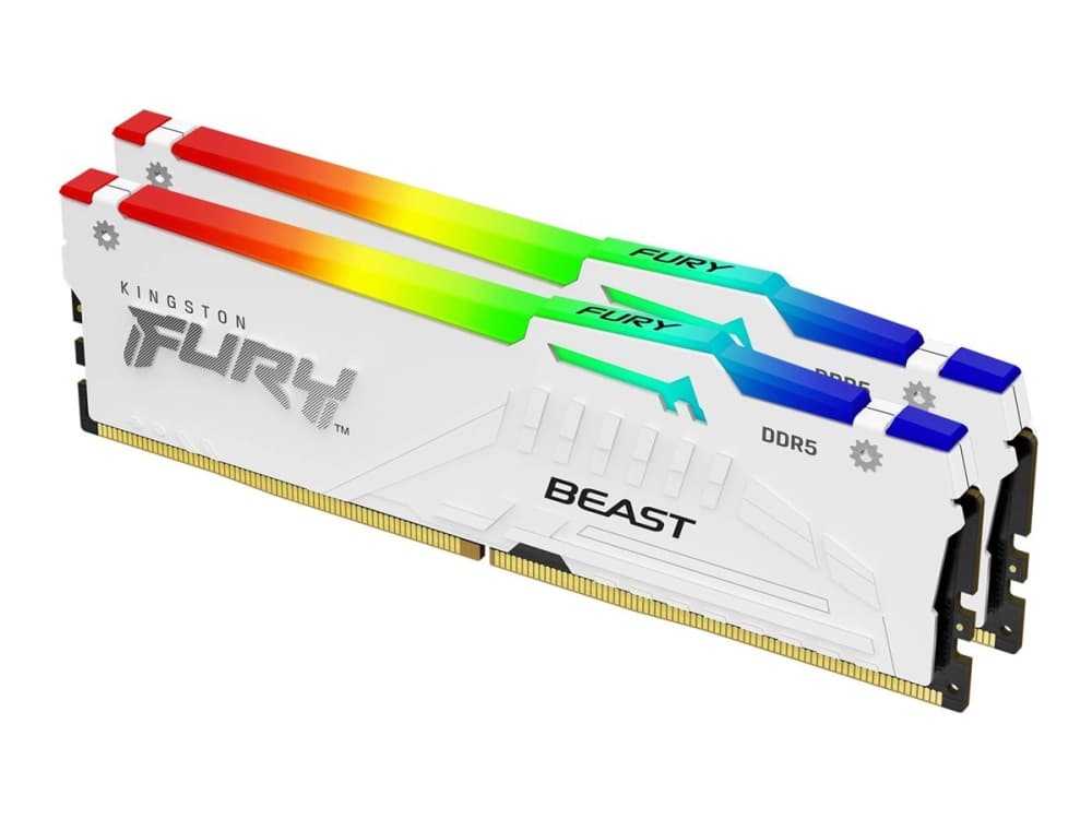 Kingston FURY Beast RGB DDR5-6400 - 32GB - CL32 - Dual Channel (2 pcs) - AMD EXPO & Intel XMP - Vit med RGB