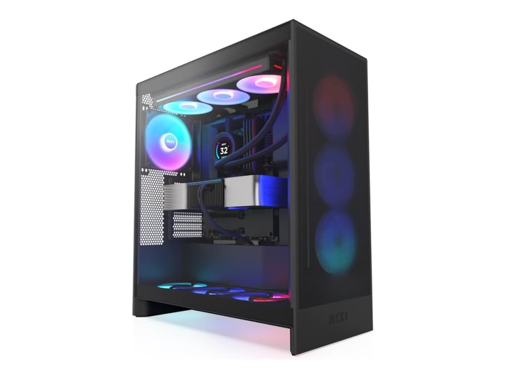 NZXT H7 Flow RGB datorchassi E-ATX miditower CM-H72FB-R1 härdat glas, svart