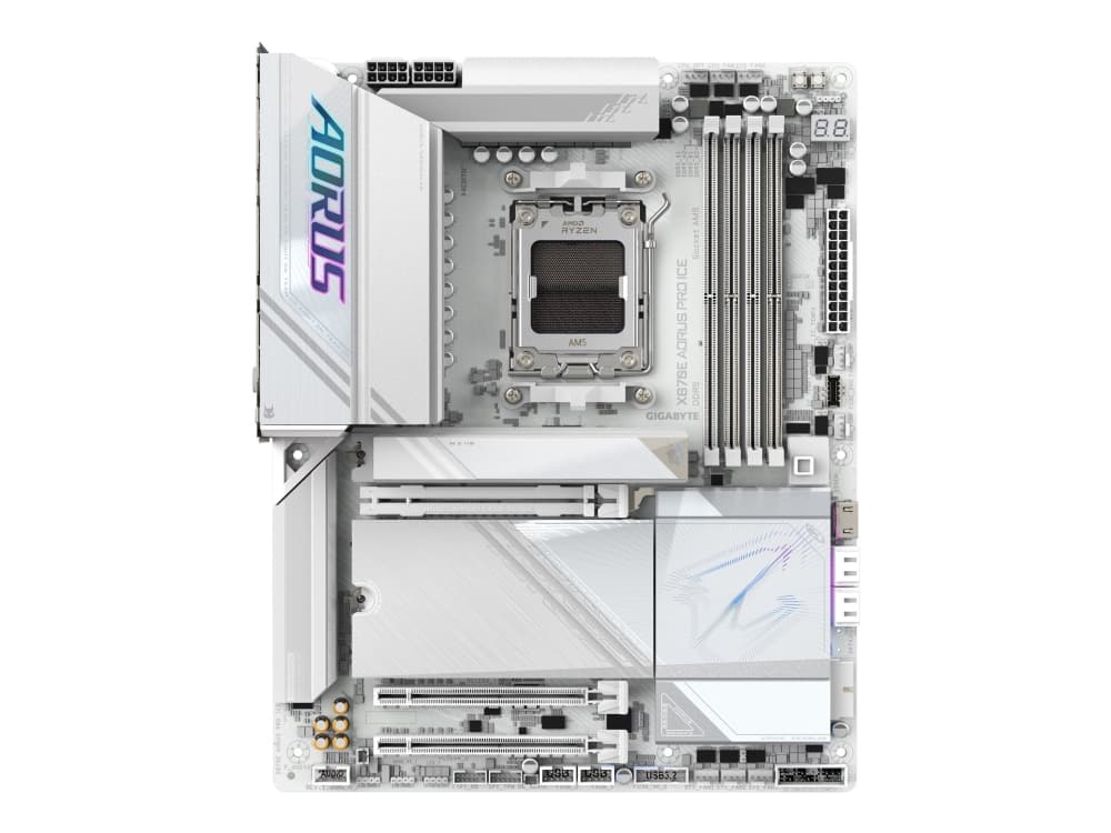 GIGABYTE X870E AORUS PRO ICE Moderkort - AMD X870E - AMD AM5 socket - DDR5 RAM - ATX