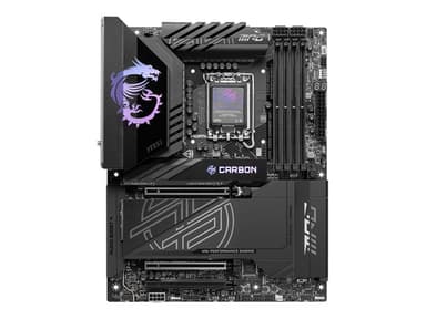 MSI MPG Z890 Carbon WiFi - Moderkort - ATX - LGA1851-uttag - Z890 Chipuppsättning - USB4, USB 3.2 Gen 1, USB 3.2 Gen 2, USB-C 3.2 Gen 2x2, USB-C 3.2 Gen2 - 2.5 Gigabit LAN, 5 Gigabit Ethernet, Wi-Fi 7, Bluetooth - inbyggda grafiken (CPU krävs) - HD-ljud (