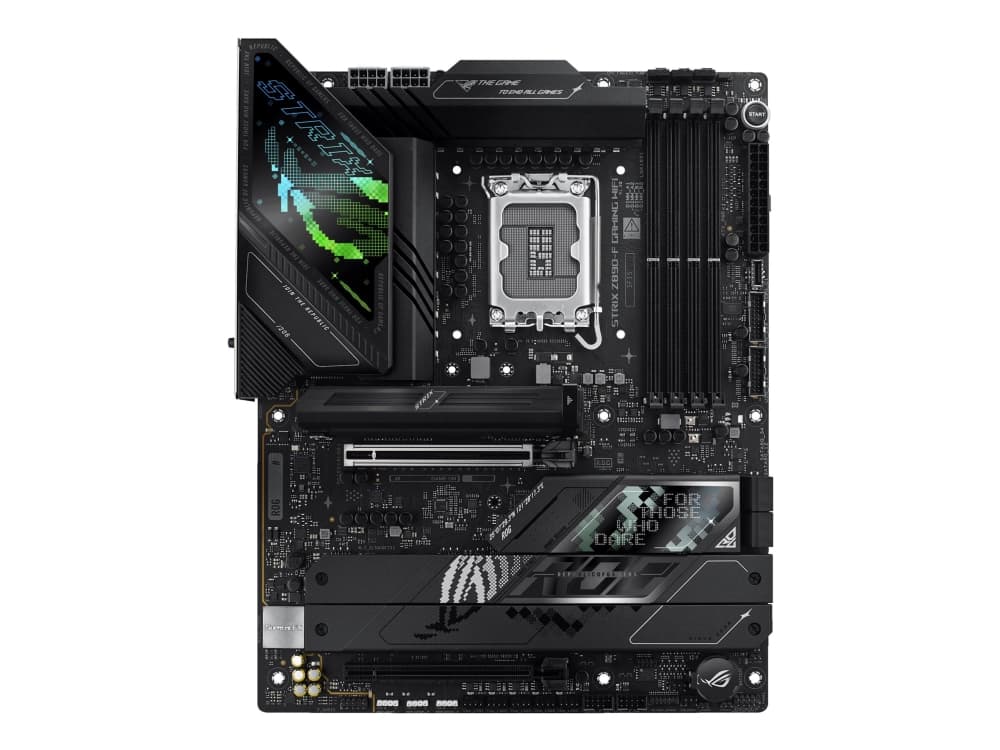 ASUS ROG STRIX Z890-F GAMING WIFI - Moderkort - ATX - LGA1851-uttag - Z890 Chipuppsättning - USB-C 3.2 Gen 2x2, USB 3.2 Gen 1, USB 3.2 Gen 2, USB-C 3.2 Gen2, USB4 - 2.5 Gigabit LAN, Wi-Fi 7, Bluetooth - inbyggda grafiken (CPU krävs) - HD-ljud (8 kanaler)