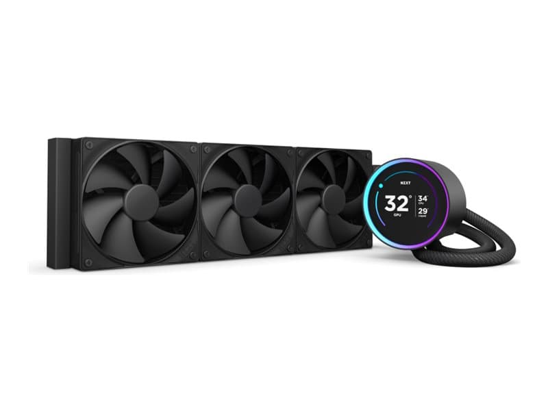 NZXT Kraken Elite 360 - Kylsystem med vätska till processorn - med LCD-display - Elementstorlek: 360 mm - (för: LGA1851, LGA1700, LGA1200, LGA115x Socket, AM4, AM5) - koppar - 120 mm - mattsvart