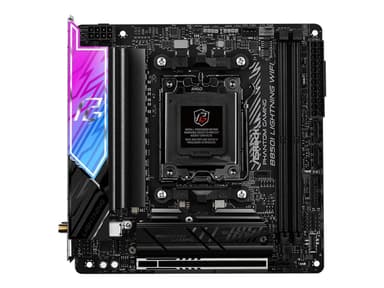 ASRock Phantom Gaming B850I LIGHTNING WIFI - Moderkort - mini ITX - Socket AM5 - AMD B850 Chipuppsättning - USB-C 3.2 Gen2, USB-C 3.2 Gen 1, USB 3.2 Gen 2, USB 3.2 Gen 1 - Wi-Fi 6E, Bluetooth, 2.5 Gigabit LAN - inbyggda grafiken (CPU krävs) - HD-ljud (8 k
