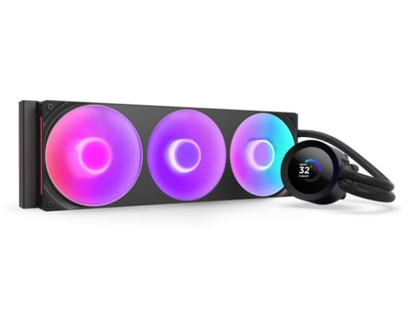 NZXT Kraken Plus 360 RGB - Kylsystem med vätska till processorn - med LCD-display - Elementstorlek: 360 mm - (för: LGA115x Socket, LGA1200, LGA1700, LGA1851, AM4, AM5) - koppar - 120 mm - svart