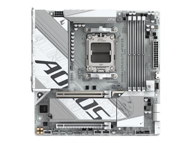 AORUS B850M ELITE WIFI6E ICE - Moderkort - micro ATX - Socket AM5 - AMD B850 Chipuppsättning - USB-C 3.2 Gen 2x2, USB-C 3.2 Gen2, USB 3.2 Gen 1, USB 3.2 Gen 2 - Bluetooth, 2.5 Gigabit LAN, Wi-Fi 6E - inbyggda grafiken (CPU krävs) - HD-ljud (8 kanaler)