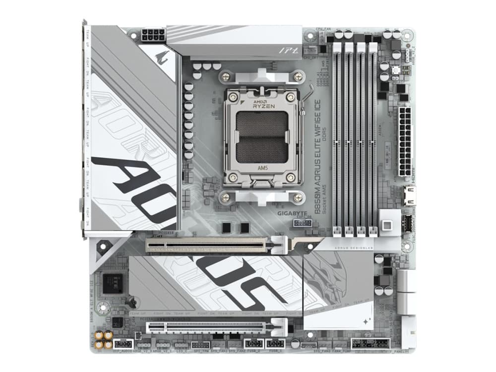 GIGABYTE B850M AORUS ELITE WIFI6E ICE Moderkort - AMD B850 - AMD AM5 - DDR5 RAM - Micro-ATX