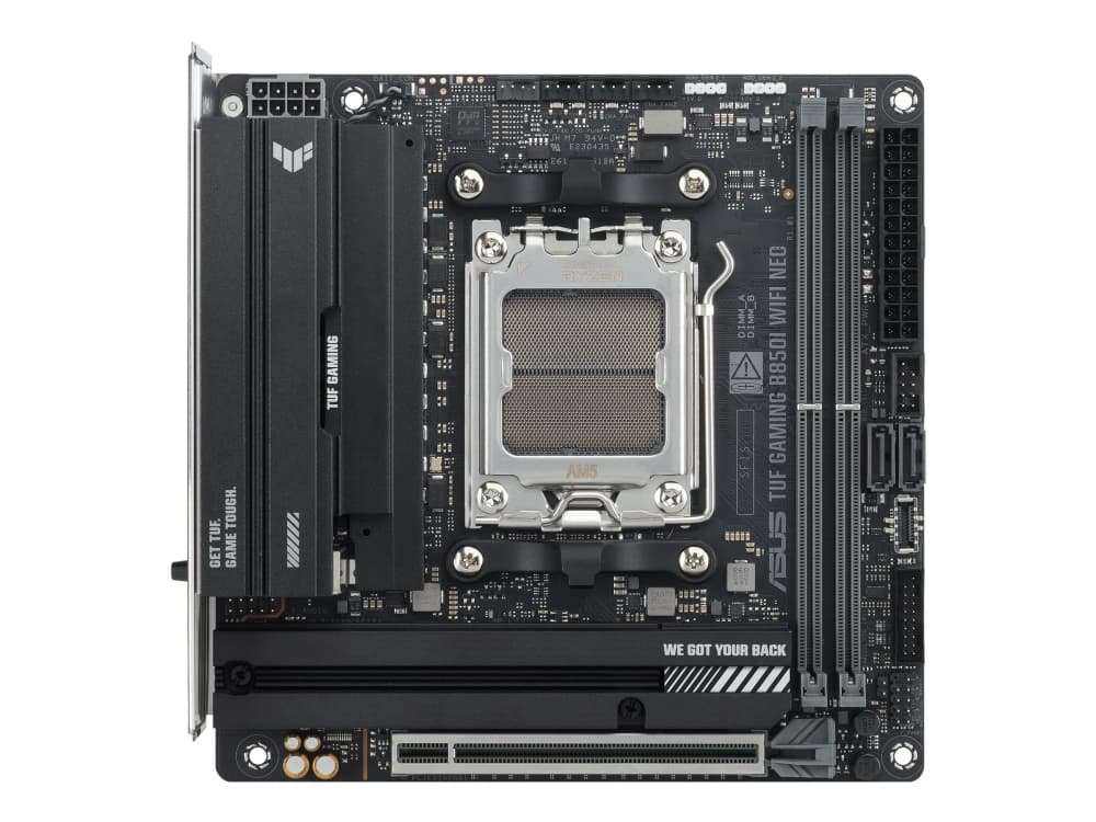 ASUS TUF GAMING B850I WIFI NEO - Moderkort - mini ITX - Socket AM5 - AMD B850 Chipuppsättning - USB-C 3.2 Gen 2x2, USB 3.2 Gen 1, USB 3.2 Gen 2, USB-C 3.2 Gen2 - Wi-Fi 6E, Bluetooth, 2.5 Gigabit LAN - inbyggda grafiken (CPU krävs) - HD-ljud (8 kanaler)