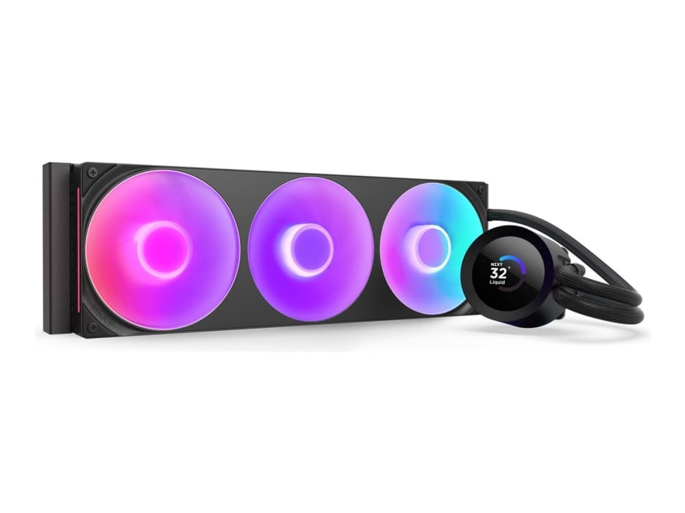 NZXT Kraken Plus 360 RGB - Kylsystem med vätska till processorn - med LCD-display - Elementstorlek: 360 mm - (för: LGA115x Socket, LGA1200, LGA1700, LGA1851, AM4, AM5) - koppar - 120 mm - svart
