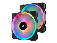 CORSAIR LL Series LL140 RGB Dual Light Loop - Lådfläkt - 140 mm - vit, blå, gul, röd, grön, orange, violett - 14 cm (paket om 2)