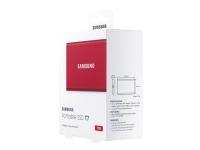 Samsung T7 MU-PC1T0R - SSD - krypterat - 1 TB - extern (portabel) - USB 3.2 Gen 2 (USB-C kontakt) - 256 bitars AES - röd-metallic