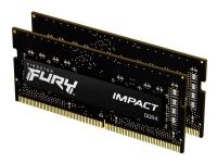 Kingston FURY Impact - DDR4 - sats - 16 GB: 2 x 8 GB - SO DIMM 260-pin - 3200 MT/s / PC4-25600 - CL20 - 1.2 V - ej buffrad - icke ECC - svart