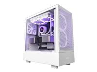 NZXT H series H5 Flow - Mid tower - utökad ATX - genomskinlig sidopanel (härdat glas) - ingen strömförsörjning - vit - USB/ljud